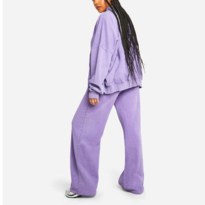 Conjunto Deportivo para Mujer con Efecto Desgastado, Sudadera de Manga Larga de Color Sólido y Pantalones con Bolsillos Laterales y Puños Elásticos - Product Image 5