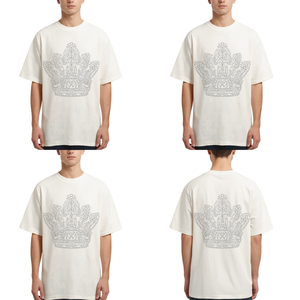 T-shirt surdimensionné pour homme en coton, motif cristaux et strass, style mode - Product Image 4