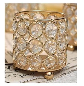 Produit le plus vendu, accessoires de décoration pour fête de Noël, porte-bougie votif, design perlé en cristal, support de bougie en métal - Product Image 1