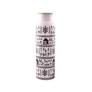 Bouteille d'eau en cuivre à motif ethnique, réutilisable, pour l'hydratation quotidienne, la maison, le bureau et les cadeaux - Product Image 5