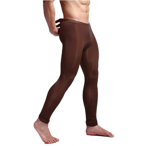 Leggings de Compresión Largos para Hombre, Color Marrón Sólido, Cintura Elástica, Spandex, Poliéster, Secado Rápido, 220g - Product Image 1