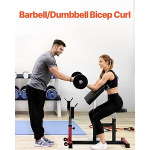 Banc de musculation Preacher Curl pour la maison, équipement de gym avec une capacité de charge maximale de 440 LBS, idéal pour l'entraînement des biceps assis, des bras isolés, avec barre et haltères - Product Image 6