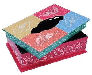 Traditional Chinese Wedding Napkin Dispenser <b>Tissue</b> Box Karigar Trunk Gift Box <b>Colorful</b> Printed Holder Sweet Home Packaging Box - Product Image 5