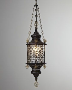 Juego de tres lámparas colgantes marroquíes de latón antiguo con filigrana, estilo farol, brillo exótico - Product Image 2
