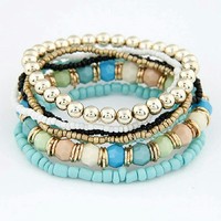 Ensemble de 7 bijoux bohèmes faits à la main, bracelet en cristal réglable, perles de verre personnalisées, perles de pierre, cadeau pour femme