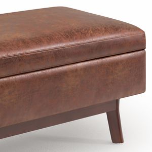 Owen <b>Small</b> Distressed Saddle Brown Rectangular Storage Ottoman <b>Stools</b> & Ottomans - Product Image 3