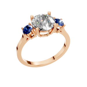 Anillo de compromiso y boda de plata de ley 925 chapado en rodio con tres piedras de moissanita VVS D, de moda para mujer - Product Image 1