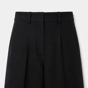 Pantalones de mujer de cintura alta, plisados, de pierna ancha, de lana, color liso, largos, estilo formal de otoño, corte regular, con cierre de botón, tiro medio, lisos - Product Image 6