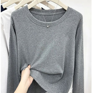 Camisetas Holgadas y Versátiles de Moda 2026, Camiseta 100% Algodón para Mujer, Otoño Invierno, Cuello Redondo, Manga Larga, Estilo Harajuku - Product Image 5