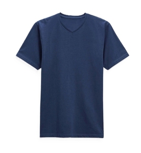 T-shirt à manches courtes pour homme en coton/élasthanne tricoté personnalisable, col en V, de haute qualité, respirant, décontracté, pour l'été - Product Image 3