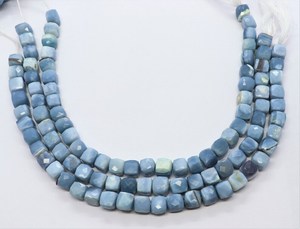 AAA Natural Blue <b>Opal</b> Shaded Faceted Cube Shape Gemstone Beads 7-8MM Blue <b>Opal</b> 3D Box Shape Loose Beads 8Inch For Jewelry Making - Product Image 4