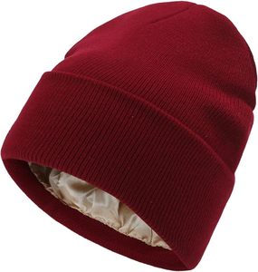Acrylic Satin Lined Winter <b>Beanie</b> <b>Hat</b> Soft <b>Slouchy</b> Warm Cuffed Unisex Knit - Product Image 3