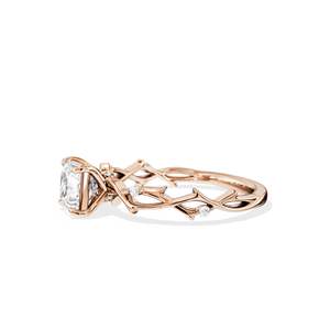 Anillo de compromiso de oro de 14 quilates con diamante talla princesa para mujer, engaste de púas, estilo floral - Product Image 4