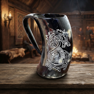 Mug en corne véritable de style religieux viking, écologique, fait main, avec poignée, pour la maison, bière ou café, prix de gros - Product Image 5