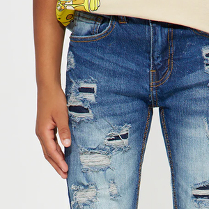 Boys Designer Inspired <b>Denim</b> Pants With Durable Soft <b>Material</b> With High Quality Stitching OEM Service Designing With Logo Casual - Product Image 2