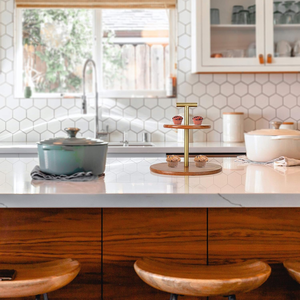 2-Tier Mango Wood And Metal Cake Stand, Cupcake And <b>Dessert</b> Stand, Tea Party Pastry Serving Platter In Gift <b>Box</b> - Product Image 5