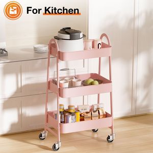 Carrello da Cucina Mobile a 3/4 Ripiani con Ruote Bloccabili, Scaffale Metallico Movibile - Product Image 3