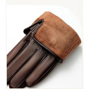 Men’s Sheepskin Leather Winter <b>Gloves</b> <b>Warm</b> Velvet Lined Full Finger Touchscreen <b>Gloves</b> Outdoor Cycling Driving <b>Gloves</b> - Product Image 2