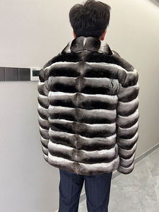 Abrigo de Piel Auténtica de Lujo, Chaqueta de Piel de Chinchilla Real de la Mejor Calidad para Hombre y Mujer, Doble Botonadura, Original de Fábrica - Product Image 1