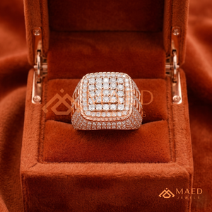 Luxury Rose Gold Round Cluster <b>Ring</b> for <b>Men</b> 18K Rose Gold Plated Iced Out Moissanite VVS Diamond Big Medallion Statement <b>Ring</b> - Product Image 4