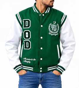 Veste varsity pour homme en tissu chenille brodé personnalisé 2024, matelassée, style streetwear, manches en cuir, matière laine/viscose - Product Image 1