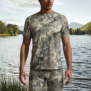 T-shirt de chasse sublimé, ensemble de vêtements de chasse personnalisés en polyester, vêtements de sport d'extérieur, design camouflage durable, t-shirts - Product Image 6