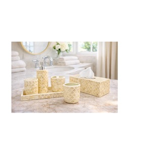 Juego de accesorios de baño de lujo con incrustaciones de nácar, estilo antiguo, hecho a mano, decorativo, elegante, premium, para el hogar y hoteles. - Product Image 4