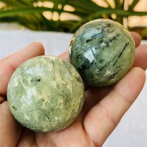 Wholesale Natural Green Grape Agate Sphere Quartz <b>Crystal</b> <b>Ball</b> Black Rutile Prehnite Agate Sphere Top Grade Gemstone - Product Image 1