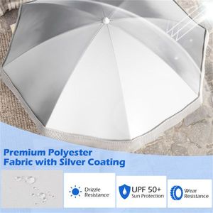 Elegante Ombrellone da Spiaggia Bianco da 6,5 Piedi per Esterni - Product Image 2