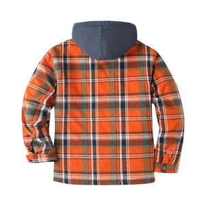 Sweat à capuche en flanelle à carreaux pour homme, fermeture éclair, décontracté, chaud pour l'hiver, à bas prix - Product Image 2