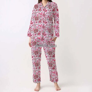 Conjunto de Pijamas de Algodón 100% para Mujer, Ropa de Dormir Suave para el Hogar, Conjunto de Pijamas de Primavera/Verano con Estampado Floral/Personajes/Letras/Patrón/Vacaciones/Árbol PJ038 - Product Image 4