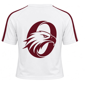 Ensemble uniforme de cheerleading blanc bordeaux, chemise à manches courtes, jupe plissée, vêtements de sport d'équipe, entraînement, performance, compétition, athlétique - Product Image 5