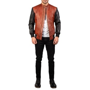 Veste en cuir pour homme, dernier style, avec deux couleurs, veste de motard personnalisée, cuir de mouton pour homme, veste en cuir matelassée - Product Image 3