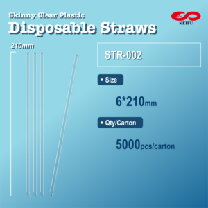 KEIFU Pajitas Desechables de Plástico Transparente de 6 mm x 21 cm, Delgadas, para Té de Burbujas y Café, 5000 Unidades/Caja - Product Image 1