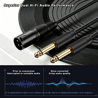 Câble de microphone XLR OEM d'usine vers double jack 6,35 mm avec gaine en PVC et blindage tressé, longueur 1 m, pour haut-parleurs, mélangeurs et amplificateurs
