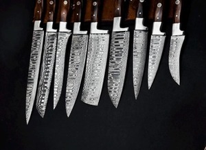 Juego de Cuchillos de Cocina de Acero de Damasco, 1 Pieza, Mango de Madera, Cuchillos de Chef de Hoja Recta, Soporte OEM - Product Image 2