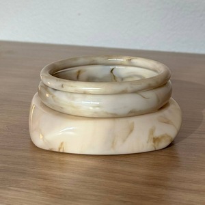 Classic <b>Resin</b> Bangles Set White Marbled Pattern Unisex Fashion Jewellery Bracelets - Product Image 3