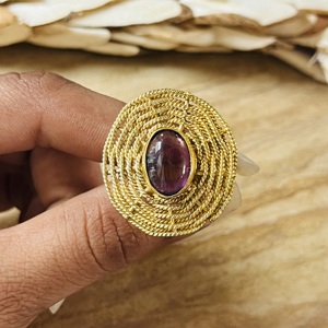 Latest Design Boho Amethyst Statement <b>Rings</b> Brass <b>Rings</b> For Women 18k <b>Gold</b> Plated Tribal Swirl <b>Cocktail</b> Jewelry Wholesale/OEM - Product Image 6