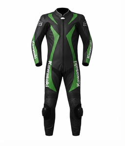 Combinaison de moto Rawasaki en cuir premium MotoCP Racing 1 pièce, équipement de conduite avec bosse niveau 2 CE, sur mesure - Product Image 1