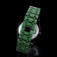 Montre-bracelet de luxe pour homme, quartz, entièrement sertie de diamants CZ, avec bracelet et lunette personnalisées style épines, mode hip-hop