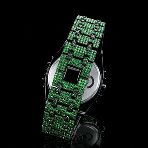 Montre-bracelet de luxe pour homme, quartz, entièrement sertie de diamants CZ, avec bracelet et lunette personnalisées style épines, mode hip-hop - Product Image 3