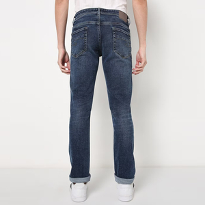 Jean en denim classique pour homme, coupe droite, respirant, imperméable, tricoté, uni, décontracté, haute qualité - Product Image 3