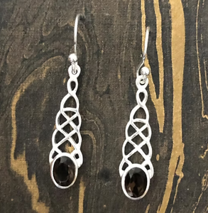 925 Sterling <b>Silver</b> Geometric <b>Drop</b> <b>Earrings</b> With Smoky Quartz Bezel Setting Women's Classic Jewelry - Product Image 3