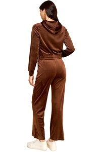 Nouvel arrivage : Survêtement en velours personnalisé pour femme – Ensemble 2 pièces avec veste zippée et pantalon en velours – Vêtements pour femme - Product Image 3