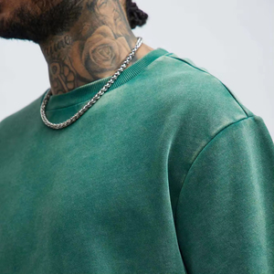 T-shirt Homme Oversize Personnalisé avec Logo, 100% Coton, Épaules Tombantes, Streetwear, Col Montant, Coupe Courte, Lavage Acide - Product Image 2