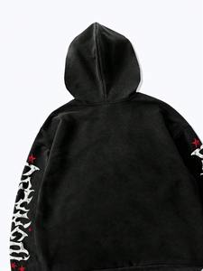 Sweat à capuche zippé pour homme, effet délavé, coupe oversize, style streetwear, décontracté, pour la gym, en coton épais, coupe ample pour l'hiver - Product Image 2