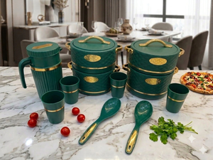 ANAX 11-Piece Luxury Design PTFE Coated Melamine Cookware Set Aluminum Bottom Exterior Mirror Polish Lightweight Includes <b>Soup</b> - Product Image 3