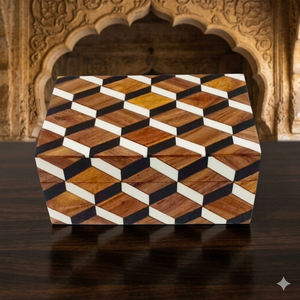 Caja de Almacenamiento de Joyas de Madera con Incrustaciones de Resina Geométrica en 3D, Caja de Regalo Decorativa Muy Solicitada para el Hogar, la Oficina o el Apartamento - Product Image 1