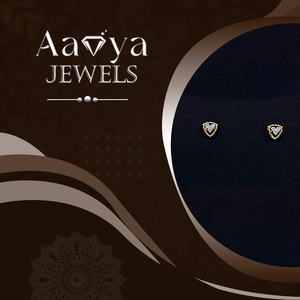 Boucles d'oreilles clous en or massif 9K certifiées HRD, clarté VVS-VS, diamants de laboratoire, 6 pierres, taille brillant, finition moderne, diamants remplis - Product Image 1