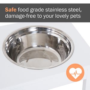 Ciotola Rialzata in Legno Bianco da 23 Pollici per Cani e Gatti, Stazione di Alimentazione Lenta per Animali Domestici - Product Image 6
